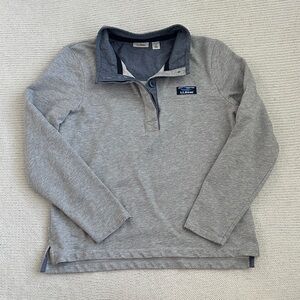 LL Bean 100% Cotton Quarter Button Sweatshirt Gray Size Small